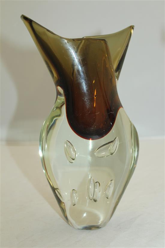 Ten Murano Sommerso and coloured glass fish-form vases, 1950s-70s, 15cm - 31.5cm